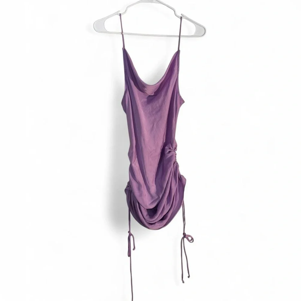 Free People Lilac Ruched Slip Midi Dress
